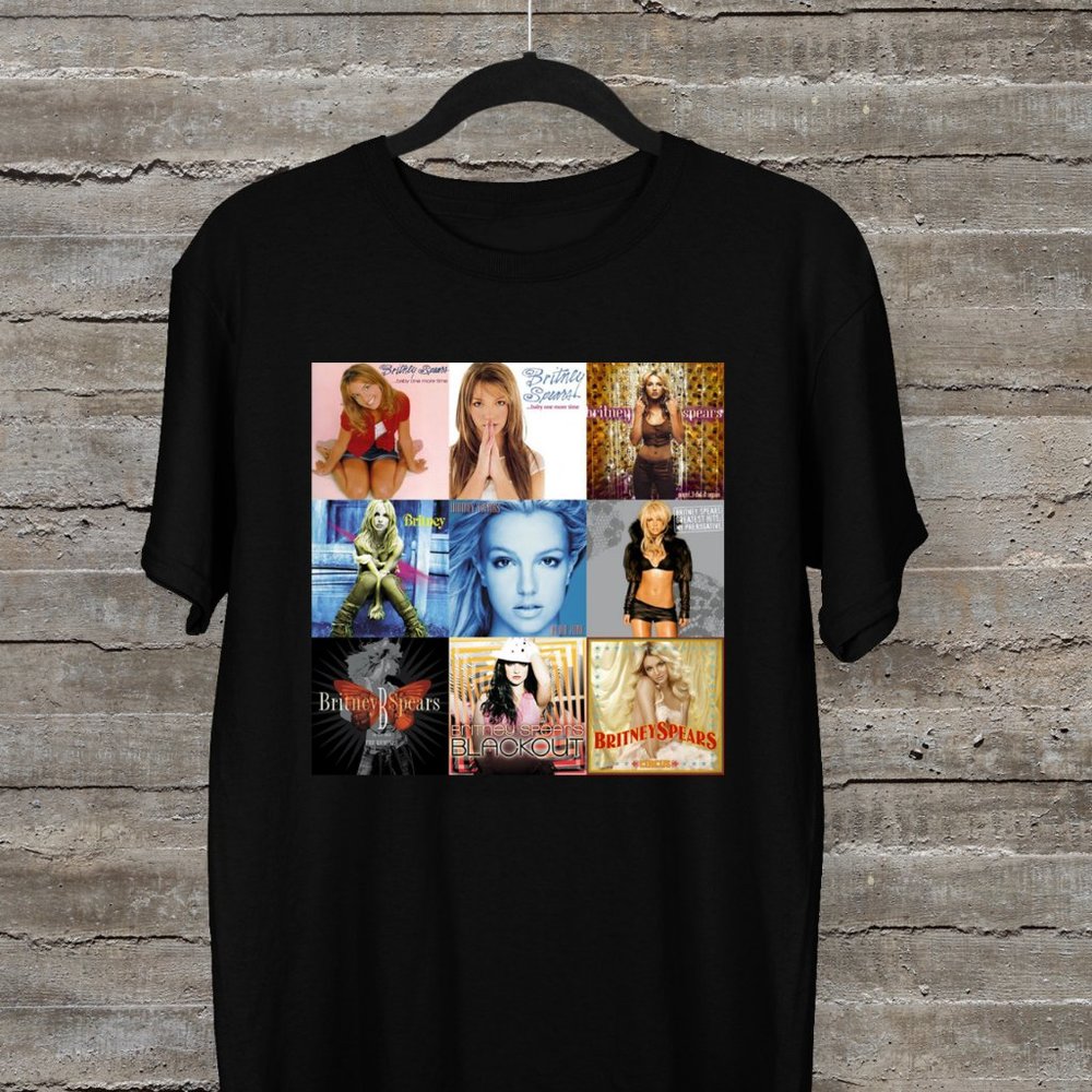 Britney Spears Collage Album Men Women T-shirt Black Cotton All Size Th011